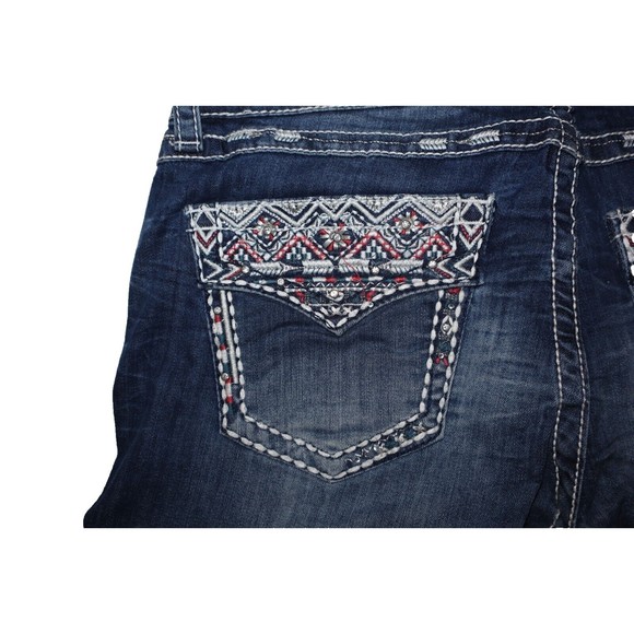 NEW Grace in LA Womens Size 32 Floral Boot Cut Stretch Floral Flap Embroidery - Picture 1 of 12